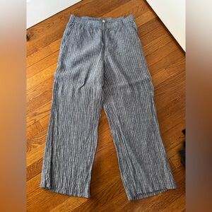 Eileen Fisher Gray Striped Wide-Leg Pants